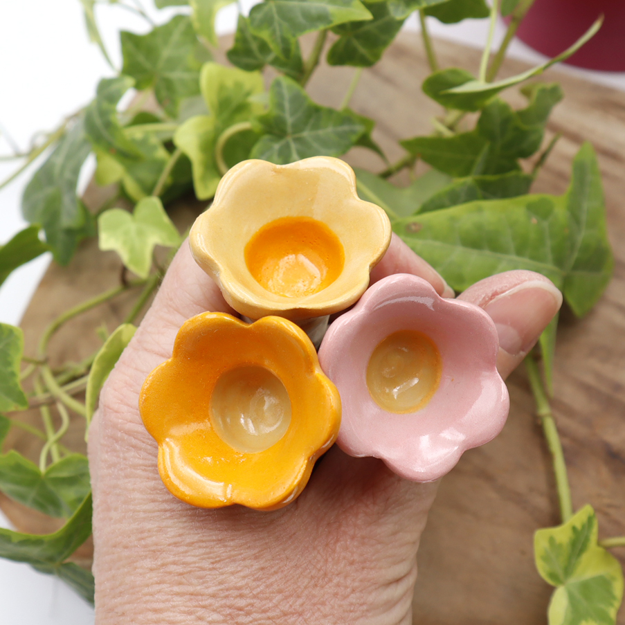 Lot de 3 fleurs abreuvoirs à abeilles - Victoria Céramique