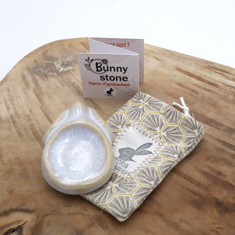 Pierre d'apaisement neige en forme de lapin - Victoria Céramique