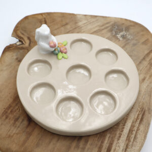 Palette à aquarelle avec un lapin et des fleurs Victoria Céramique