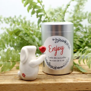 Lapin porte-Bonheur Enjoy en céramique dans sa boite métal