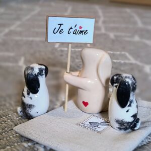 1 Bunny personnalisé et son double + 1 Bunny Je t'aime - Commande Nathalie
