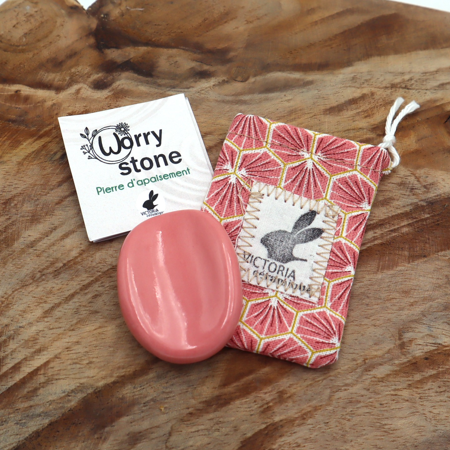 Worry Stone rose Victoria Céramique