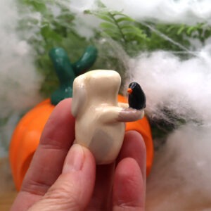 Lapin Frankenstein et sa citrouille Victoria Céramique