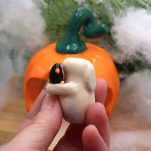 Lapin Frankenstein et sa citrouille Victoria Céramique