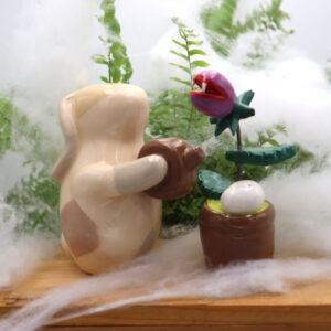 Lapin Frankenstein avec sa plante carnivore Victoria Céramique