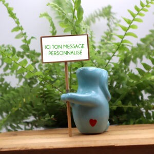 Lapin bleu céramique message Victoria Céramique
