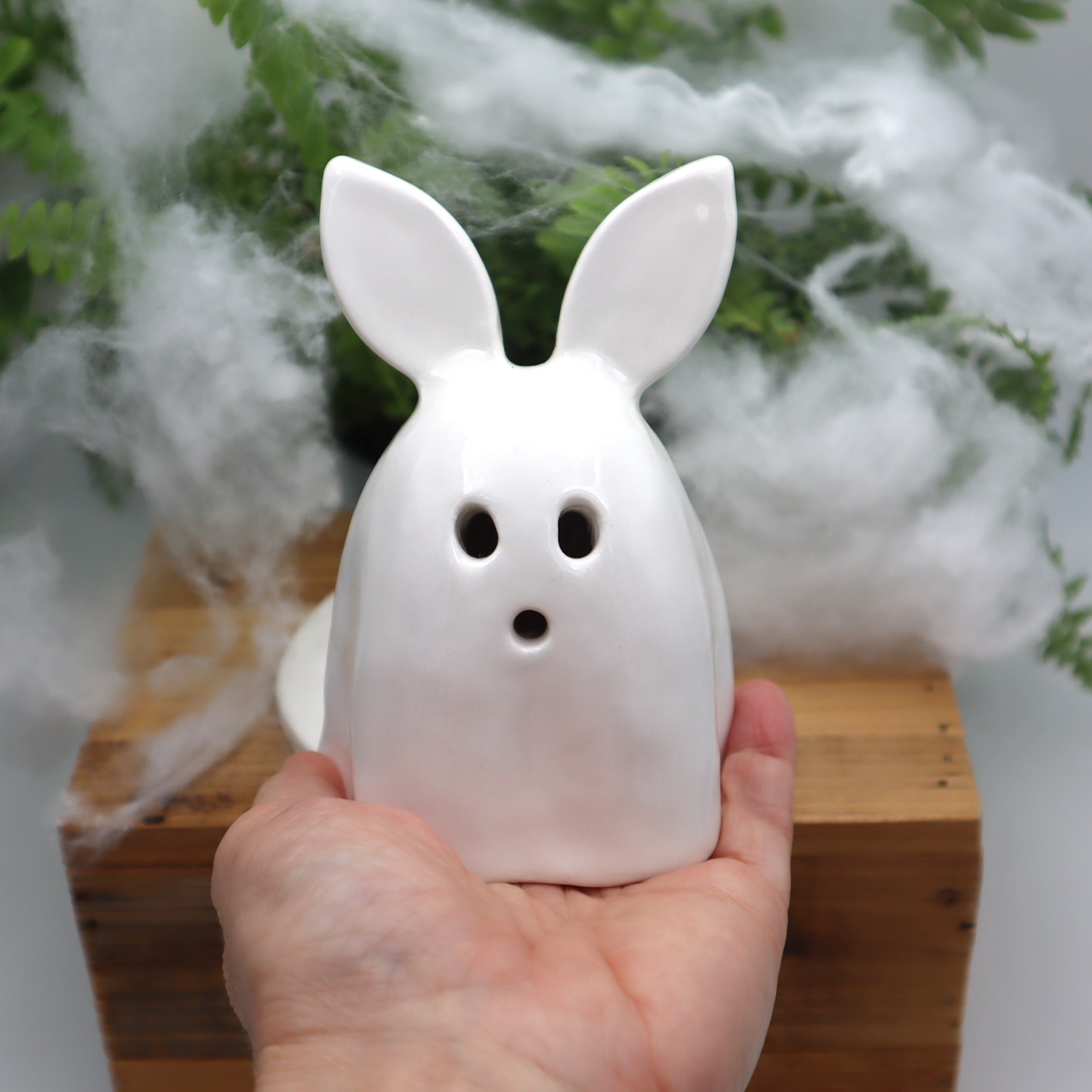 Lapin photophore en forme de fantôme Victoria Céramique