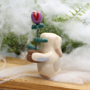 Lapin Frankenstein et sa plante carnivore 6 cm Victoria Céramique