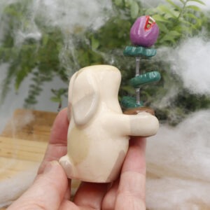 Lapin Frankenstein et sa plante carnivore 6 cm Victoria Céramique