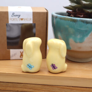Lapins porte bonheur jaunes et violets Victoria Céramique