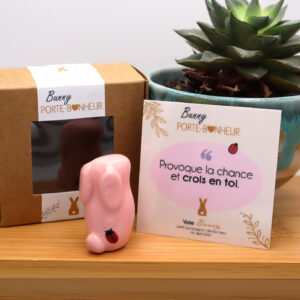 Lapin porte bonheur rose Victoria Céramique