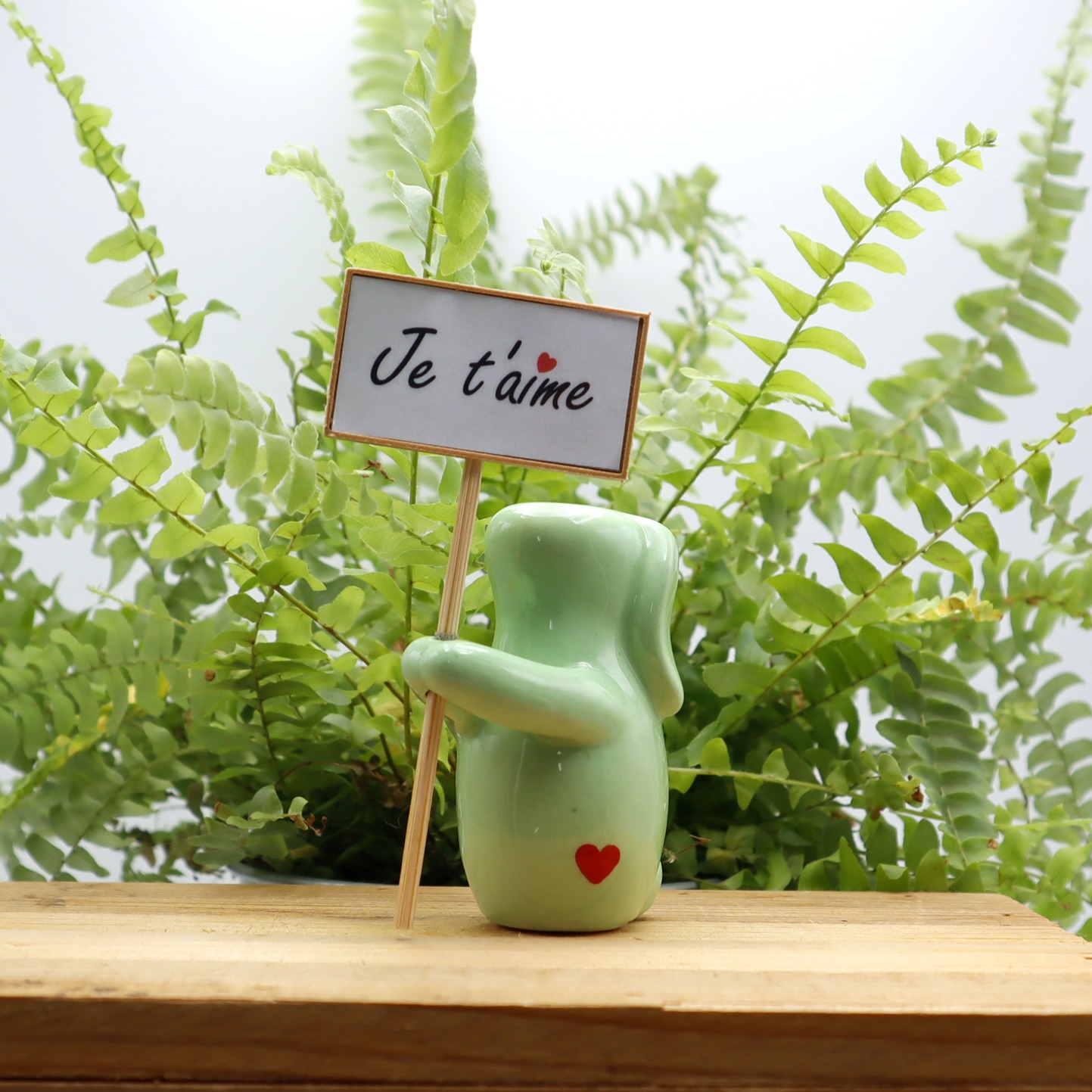 Lapin vert céramique message Victoria Céramique
